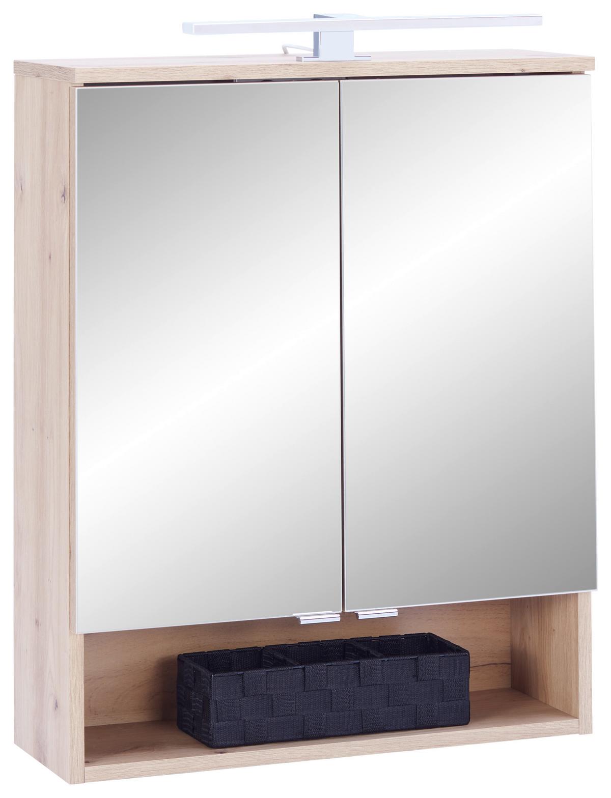 Dulap cu oglindă Fresh - stejar Artisan, Konventionell, sticlă/material pe bază de lemn (60/75/20cm) - Ondega