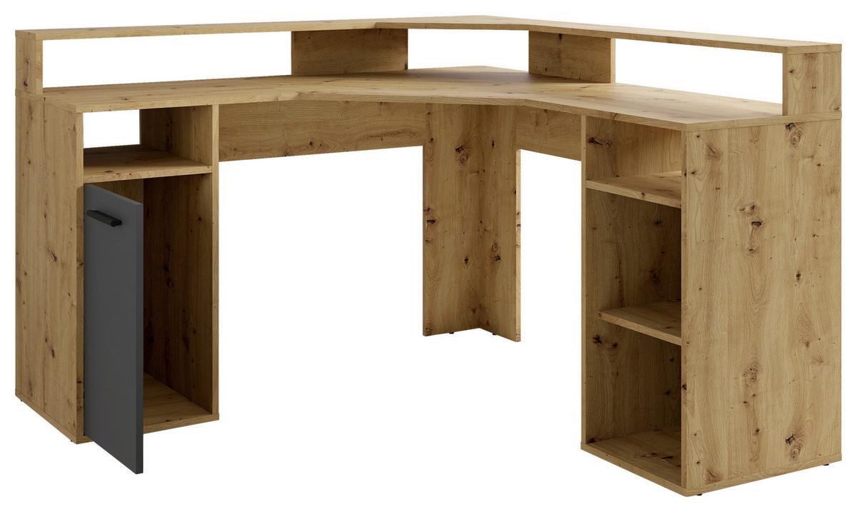 SCHREIBTISCH FOX - Anthrazit/Eiche Artisan, MODERN, Holzwerkstoff/Kunststoff (139/139/90,8cm) - MID.YOU