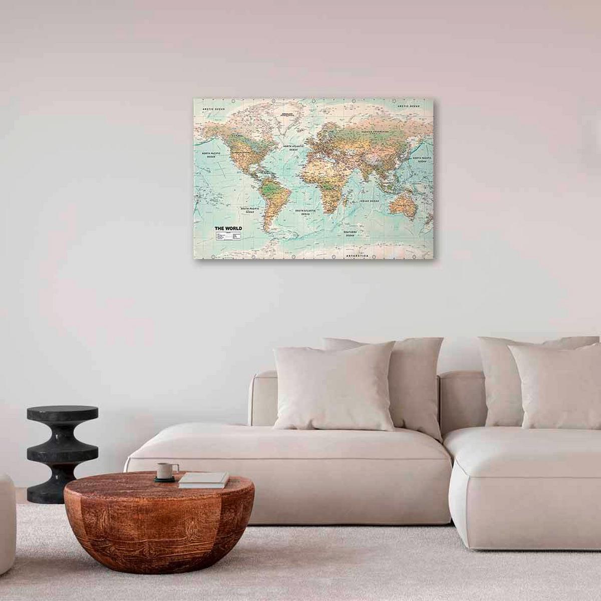 Slika Na Platnu Beautiful World - bež/metino zelena, Basics, tekstil/les (90/60/1,2cm) - artgeist