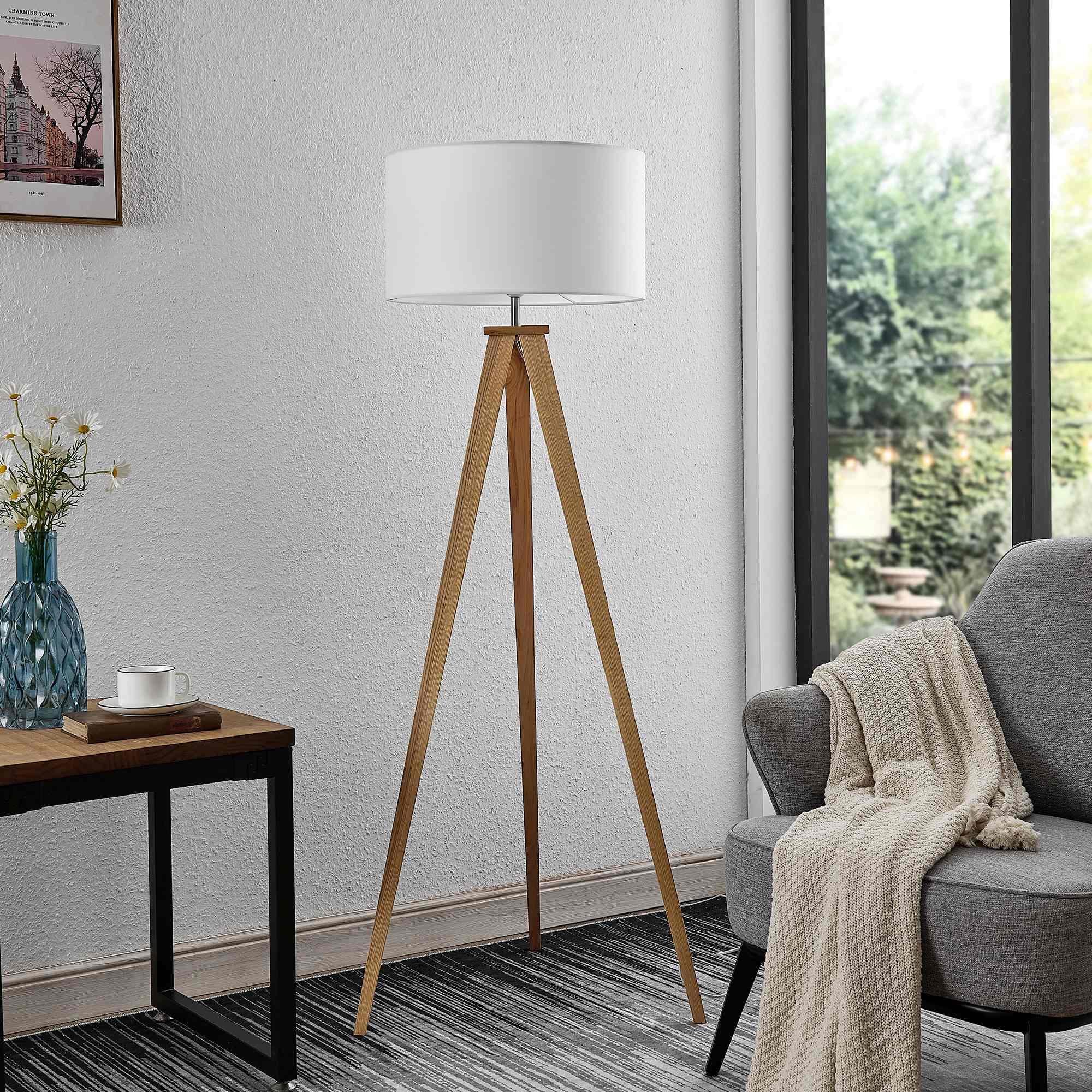 LAMPA STOJĄCA COLCHESTER *SBN* - kolor naturalny/biały, Konventionell, metal/tkanina (45/148cm) - Novel