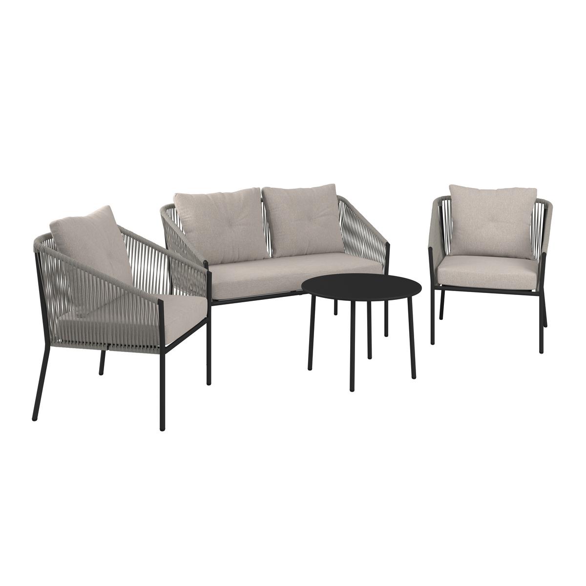 Gartenset Reini Dungelgrau/Beige, 4-teilig - Dunkelgrau/Beige, MODERN, Textil/Metall (120/74/68cm) - Mömax