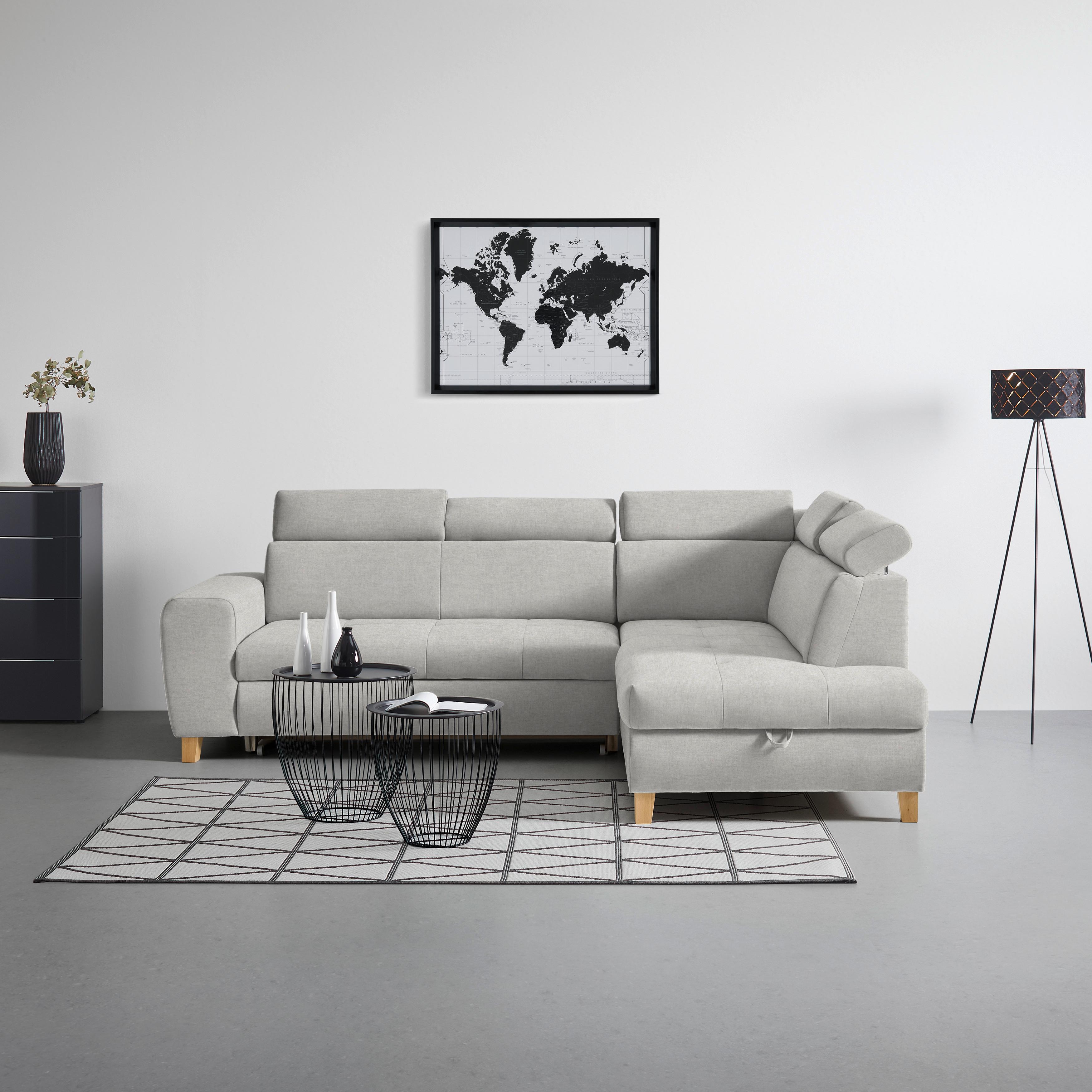 Ecksofa Lugo Hellgrau - Hellgrau, MODERN, Holz/Kunststoff (266/98/205cm) - Mömax