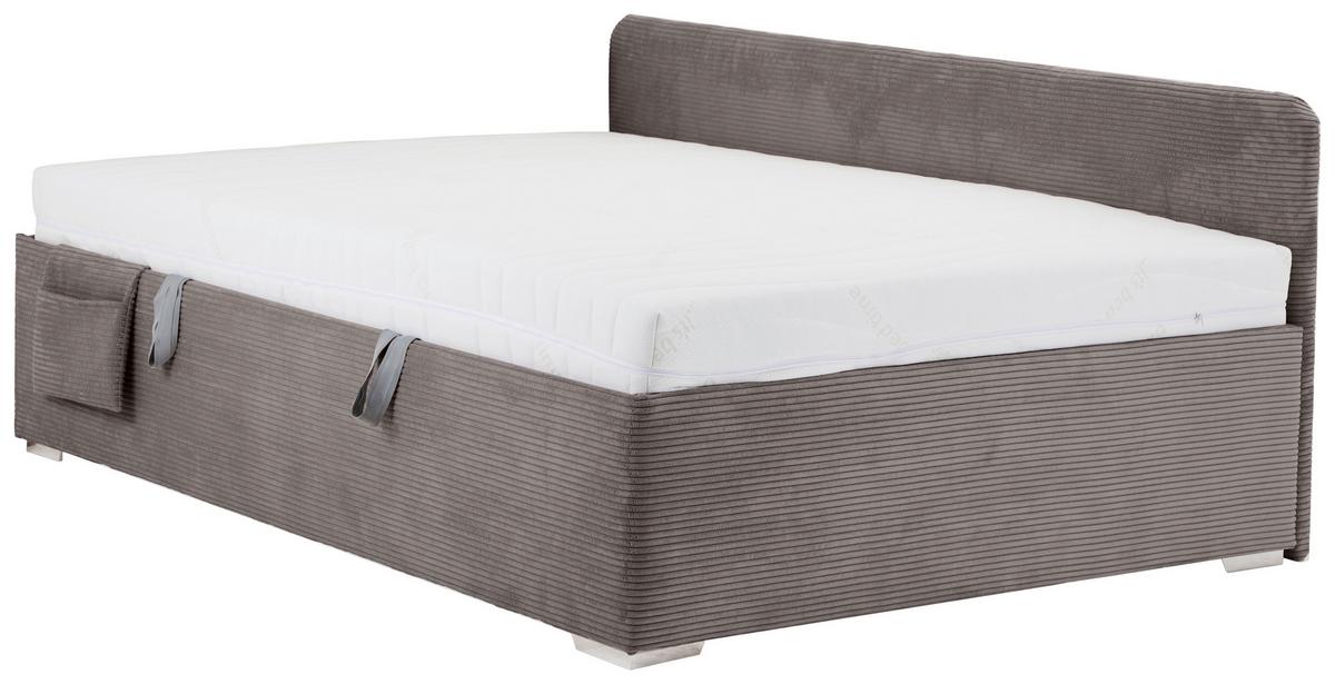 Bett Remi Grau ca. 140x200cm - Chromfarben/Naturfarben, KONVENTIONELL, Holz/Kunststoff (140/200cm) - Mömax