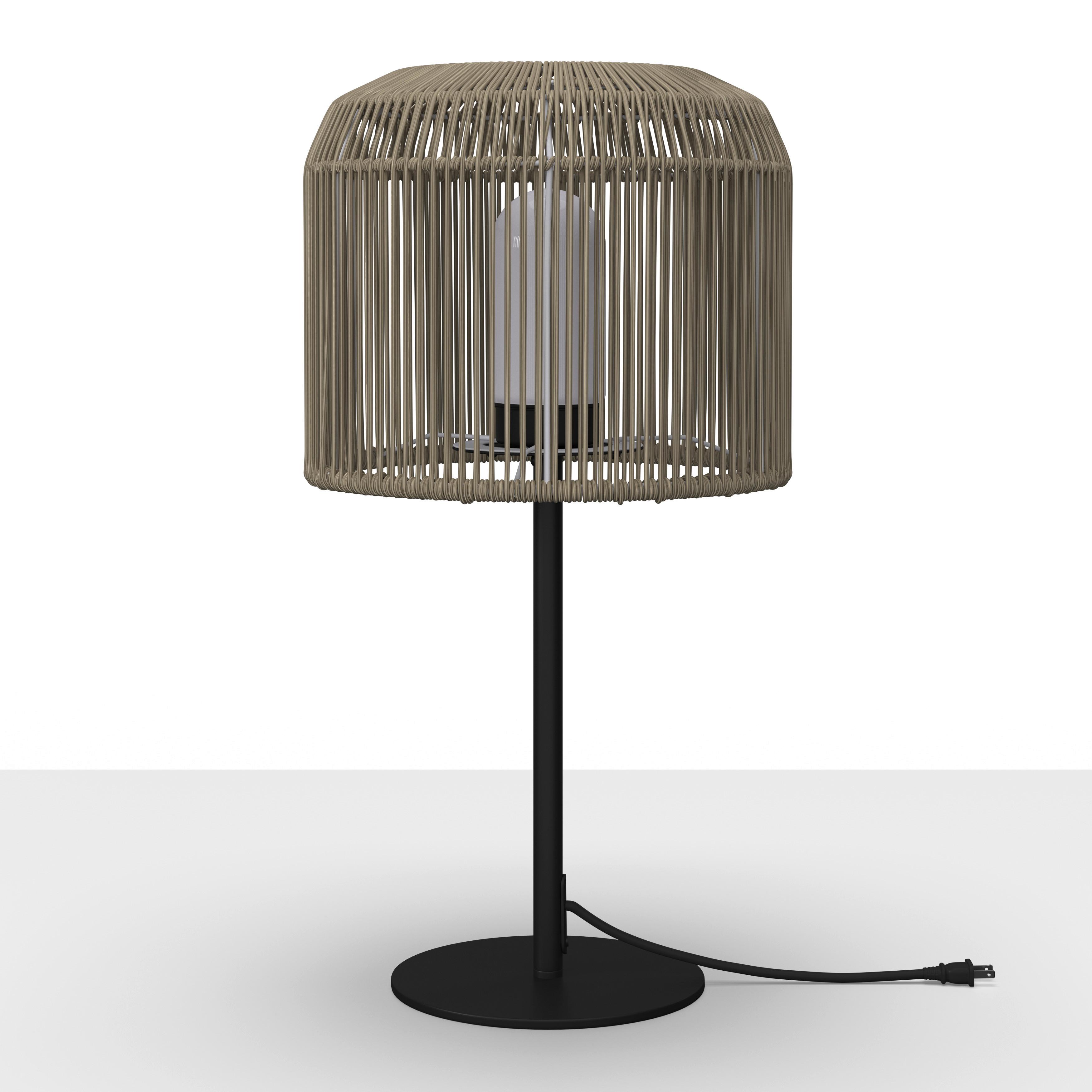 Tischleuchte Ivo in creme max. 40 Watt - Schwarz/Grün, MODERN, Kunststoff/Metall (30/58/30cm) - Bessagi Garden