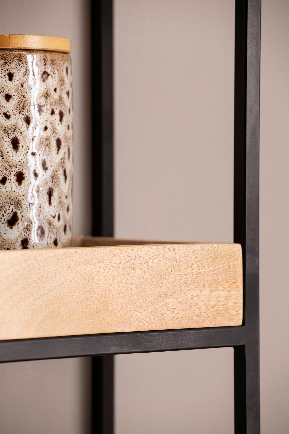 Stenski Regal Wl6.763 - črna/rjava, Trendi, kovina/les (27/77/18cm) - MID.YOU