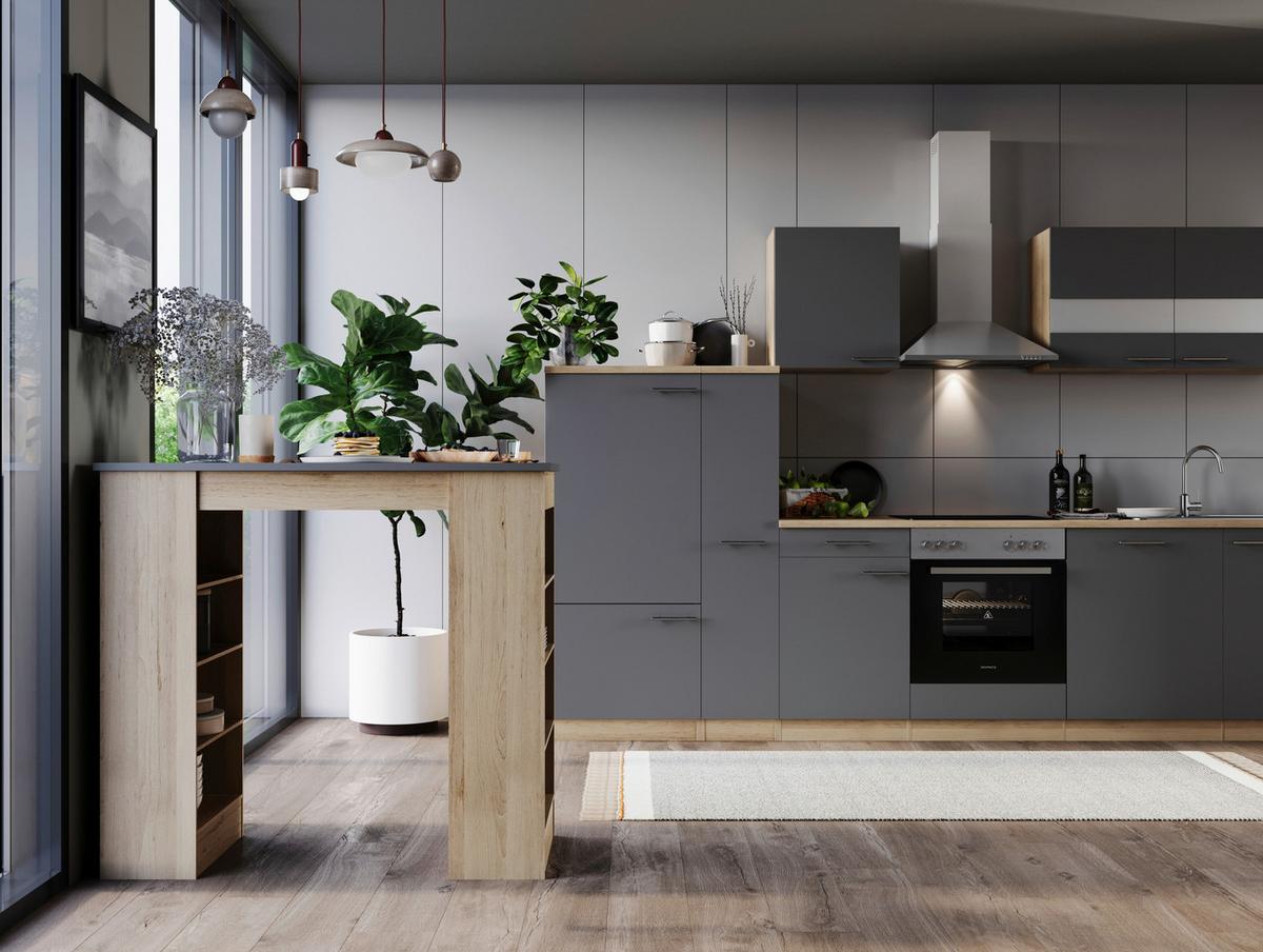 Barska Miza Merle, Barva Hrasta, Siva, 103x50cm - siva/barve hrasta, Design, leseni material (103/50/115cm) - Respekta