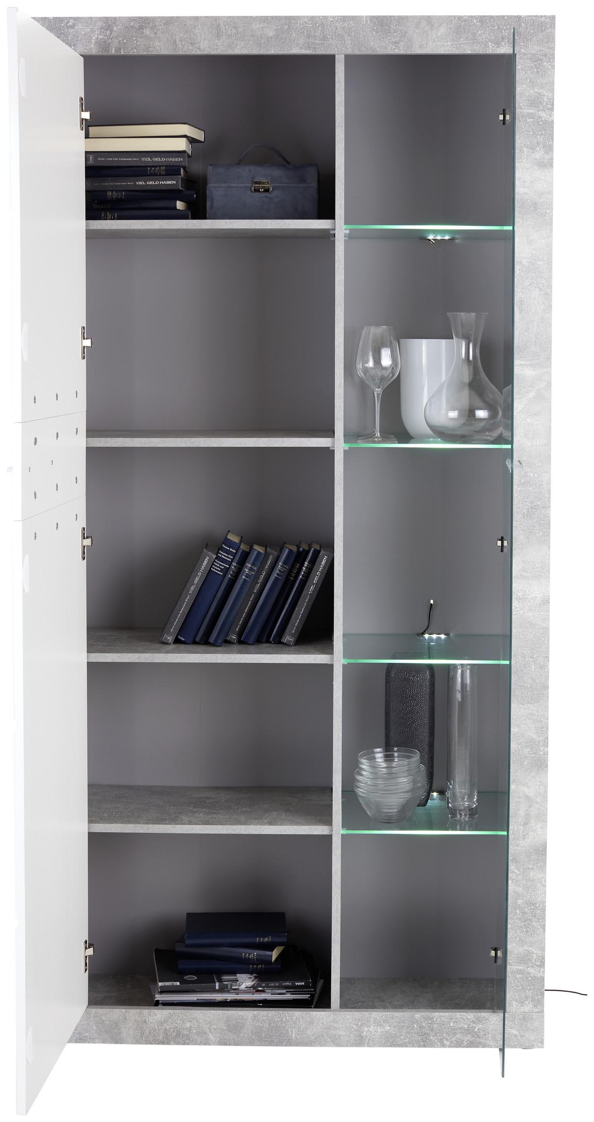 Vitrină Malta - alb/gri, Modern, material pe bază de lemn (96/197/35cm) - Modern Living
