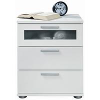 SZAFKA NOCNA JACK 2 - kolor srebrny/biały, Design, materiał drewnopochodny/tworzywo sztuczne (45/53,5/38cm) - Carryhome