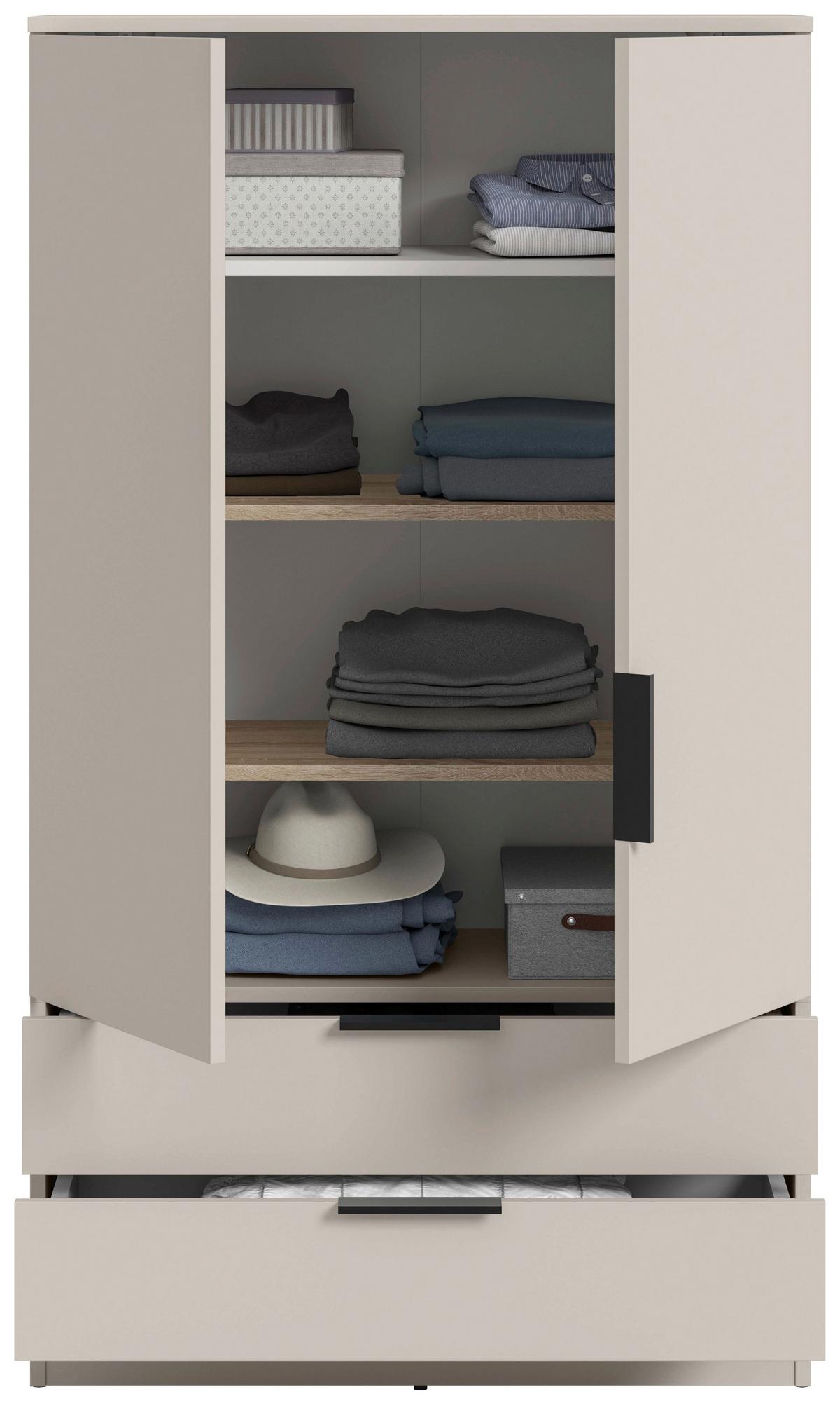 Drehtürenschrank KOPENHAGEN Kaschmir - Kaschmir/Schwarz, MODERN, Holzwerkstoff/Kunststoff (80/140/37cm) - Livetastic