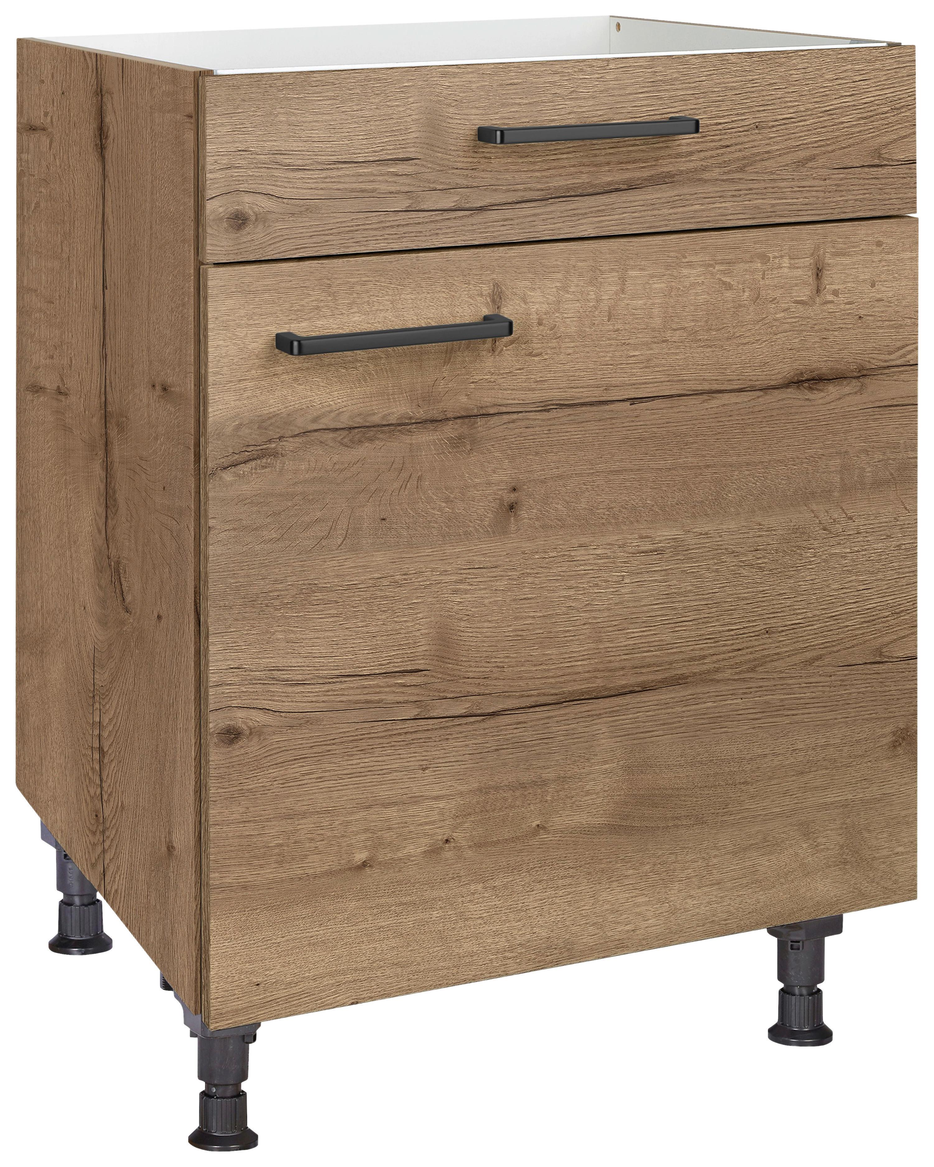 Kochfeldumbauschrank Structura Eiche dunkel - Eiche dunkel/Schwarz, MODERN, Holzwerkstoff/Metall (60/87/56cm) - Nobilia