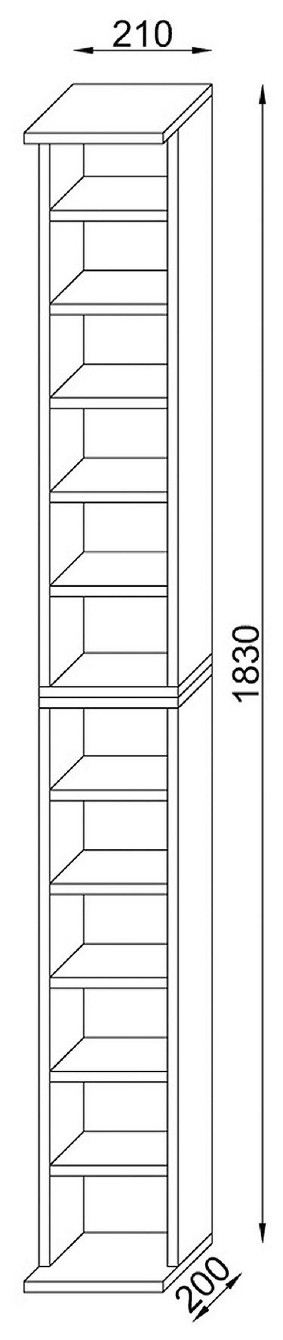 CD-Regal Bigol ca. 21x180 cm Anthr./Eiche - Honigeiche/Anthrazit, MODERN, Holzwerkstoff (21/180/20cm) - MID.YOU