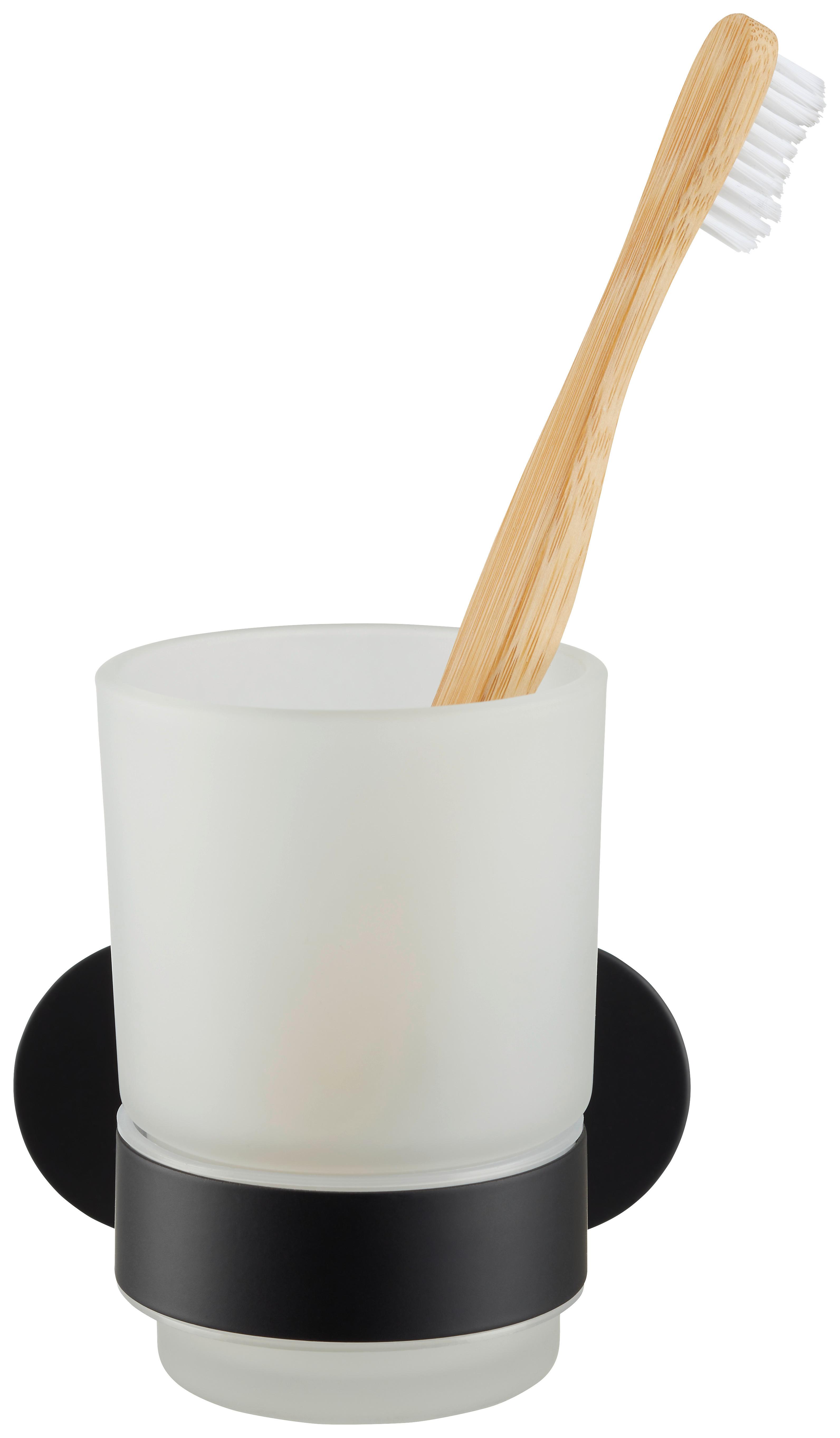 Zahnputzbecher aus Metall in Schwarz - Schwarz, MODERN, Metall (10/9,5/10cm) - Modern Living
