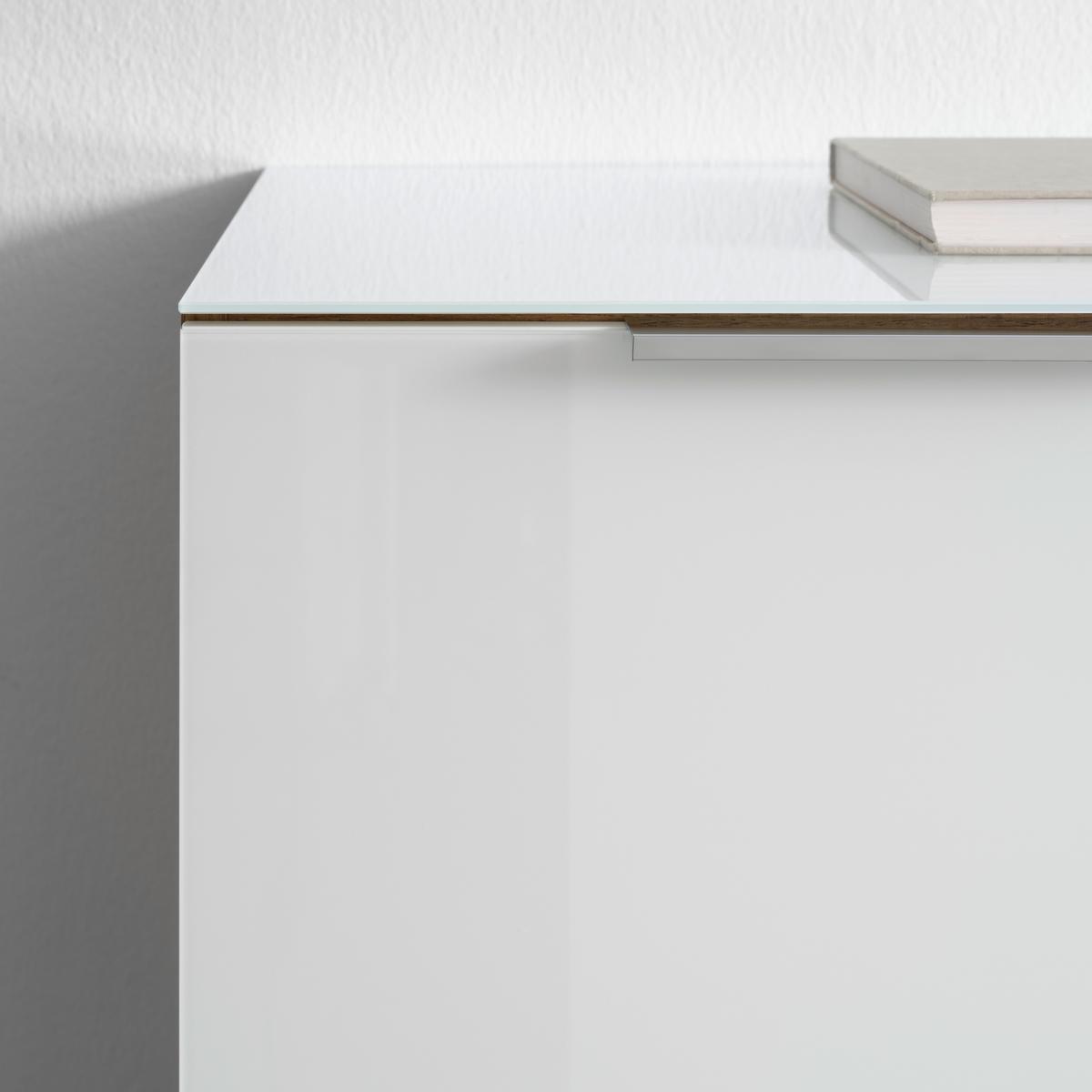 Sideboard Oakland in Weiß/Eichefarben - Chromfarben/Eichefarben, MODERN, Glas/Holzwerkstoff (134/102/42cm) - Premium Living