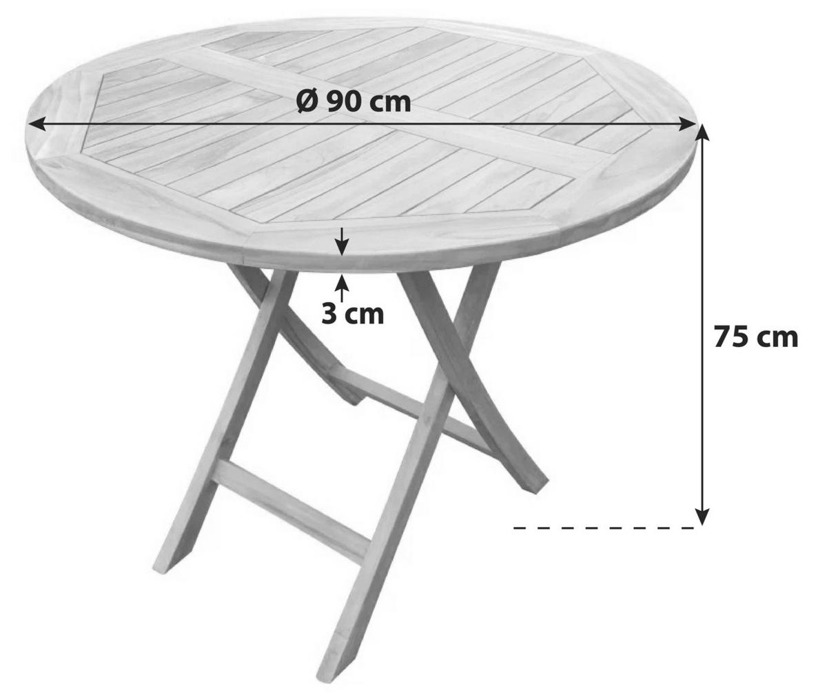 Gartentisch Woodie Teak klappbar - Teakfarben, Basics, Holz (90/75cm) - Gardenson
