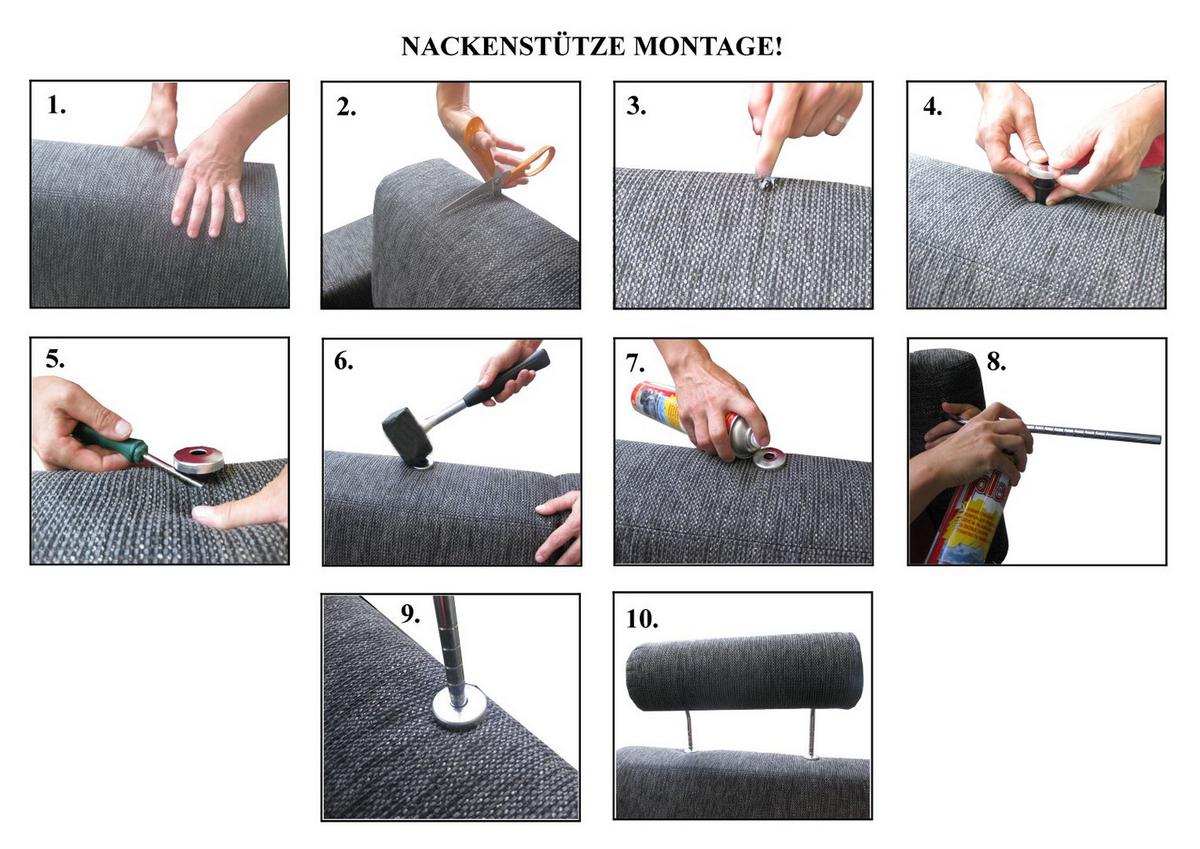 Fejtámla Baden - szürke, Design, textil/fém (52/20/15cm) - Premium Living