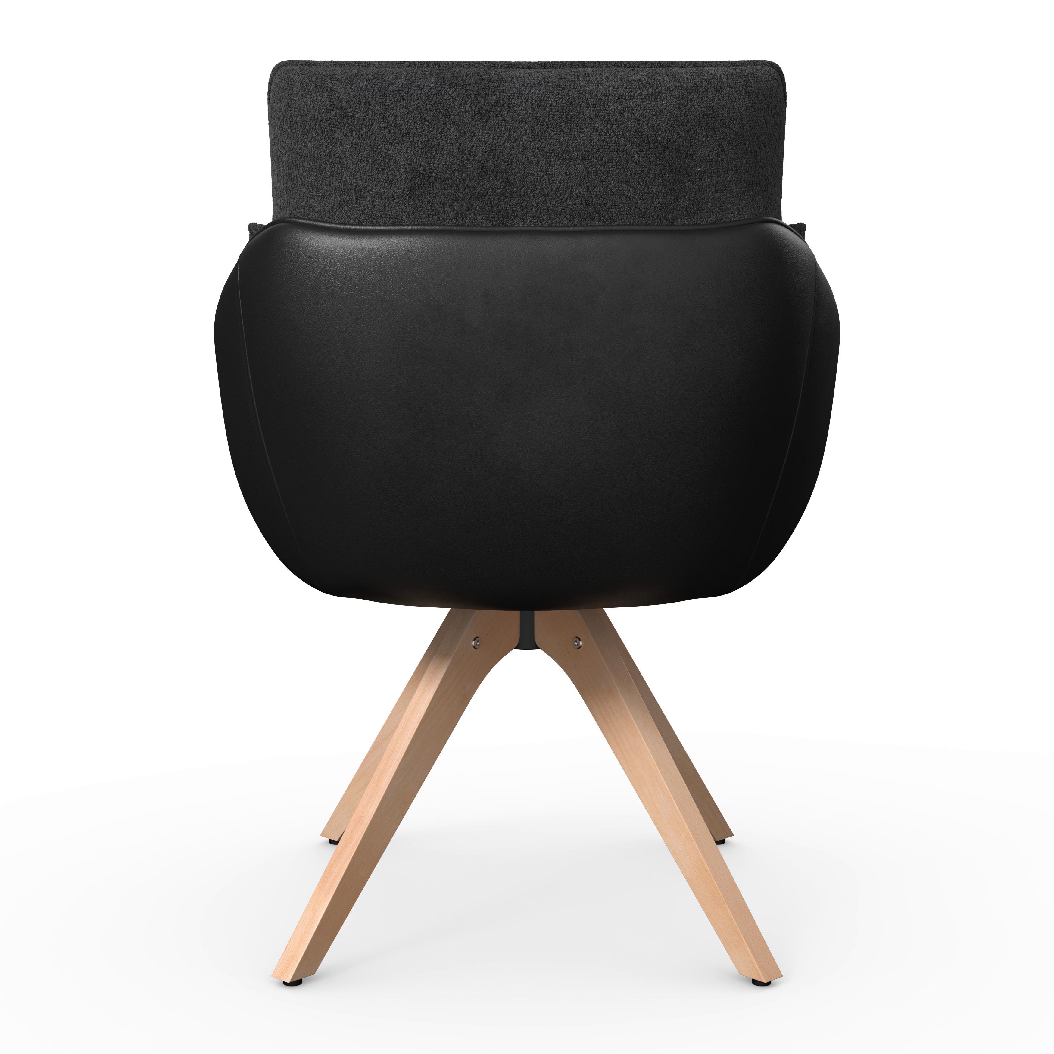 STOL MED ARMSTÖD ALJA - mörkgrå/bokfärgad, Modern, metall/trä (66/89/62cm) - Bessagi Home