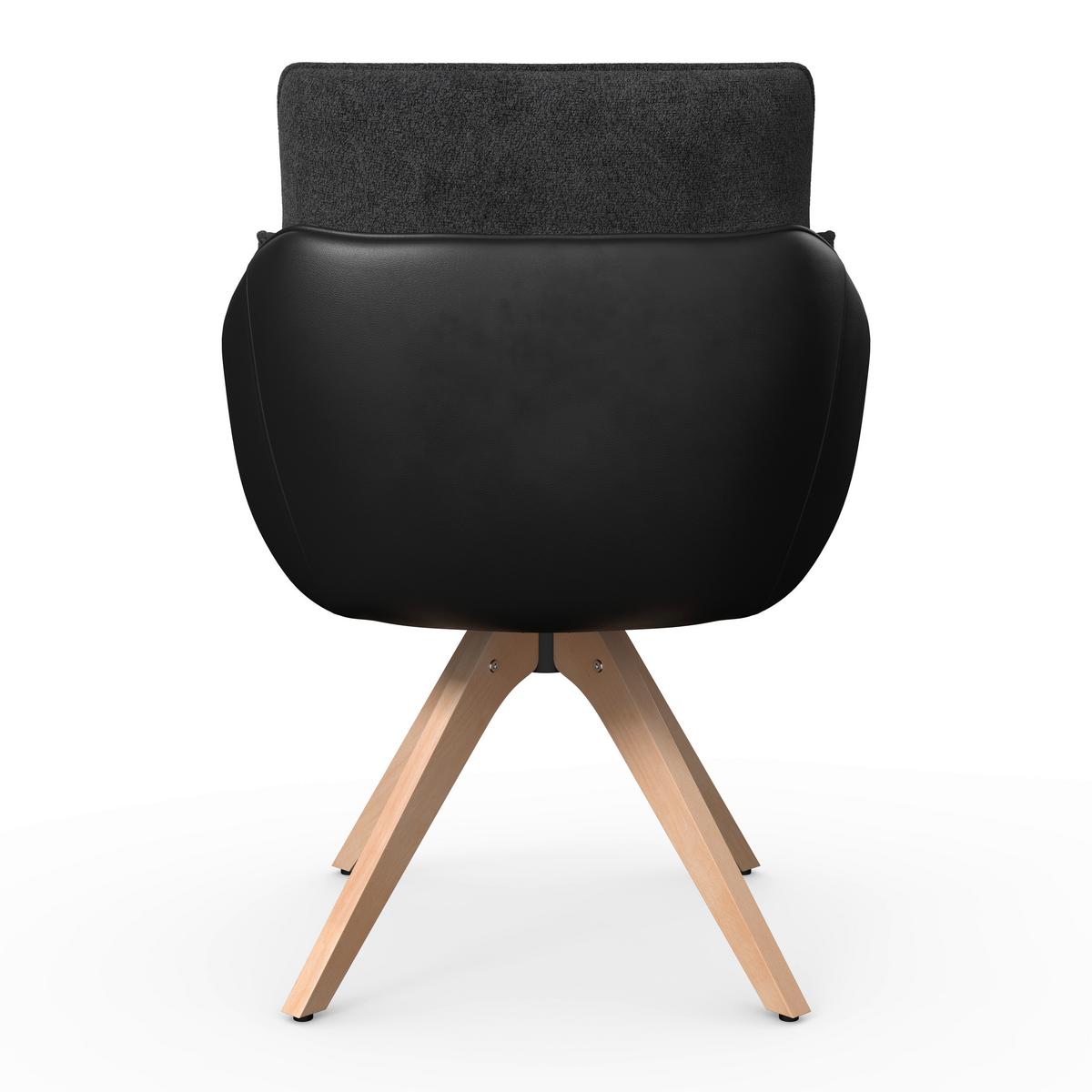 Armlehnstuhl Alja Dunkelgrau Bouclé/Mikrofaser Drehbar - Dunkelgrau/Buchefarben, MODERN, Holz/Textil (66/89/62cm) - Bessagi Home