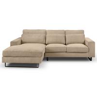 Ecksofa Bolivia Beige Cord - Beige/Schwarz, Basics, Holzwerkstoff/Textil (276/183cm) - MID.YOU