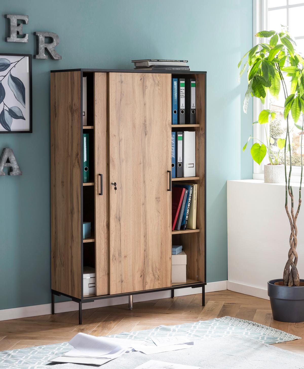 Aktenschrank versperrbar ca. 100x164 cm Eiche - Eichefarben, MODERN, Holzwerkstoff (100,1/163,8/41cm) - MID.YOU