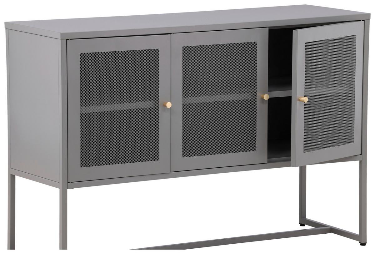 SIDEBOARD MALLA - Hellgrau, Design, Metall (120/80/40cm) - Livetastic