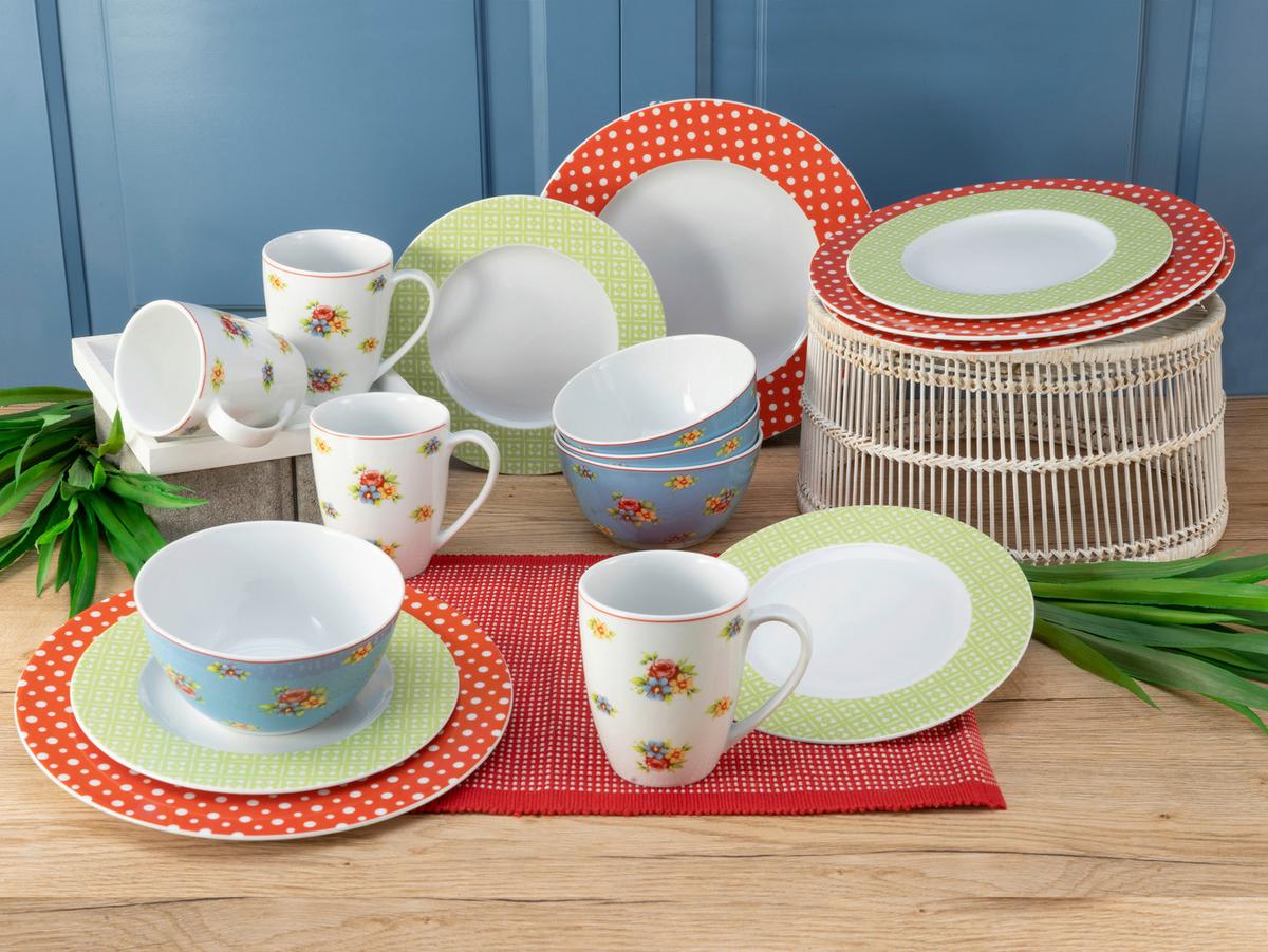 Kombiservice Multicolor, 16-teilig - Blau/Gelb, Keramik (32/31,5/33cm) - Creatable