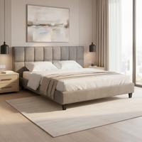 Pat tapițat Valeria cca 180X200 cm gri - gri, Modern, lemn/textil (180/200cm) - Bessagi Home