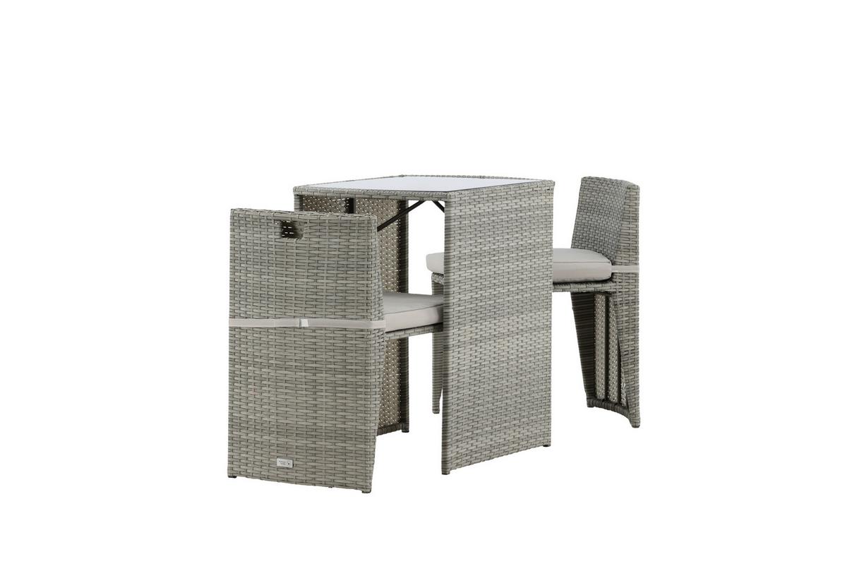 BALKONSET SAVANNA - Schwarz/Grau, KONVENTIONELL, Kunststoff/Metall - Gardenson
