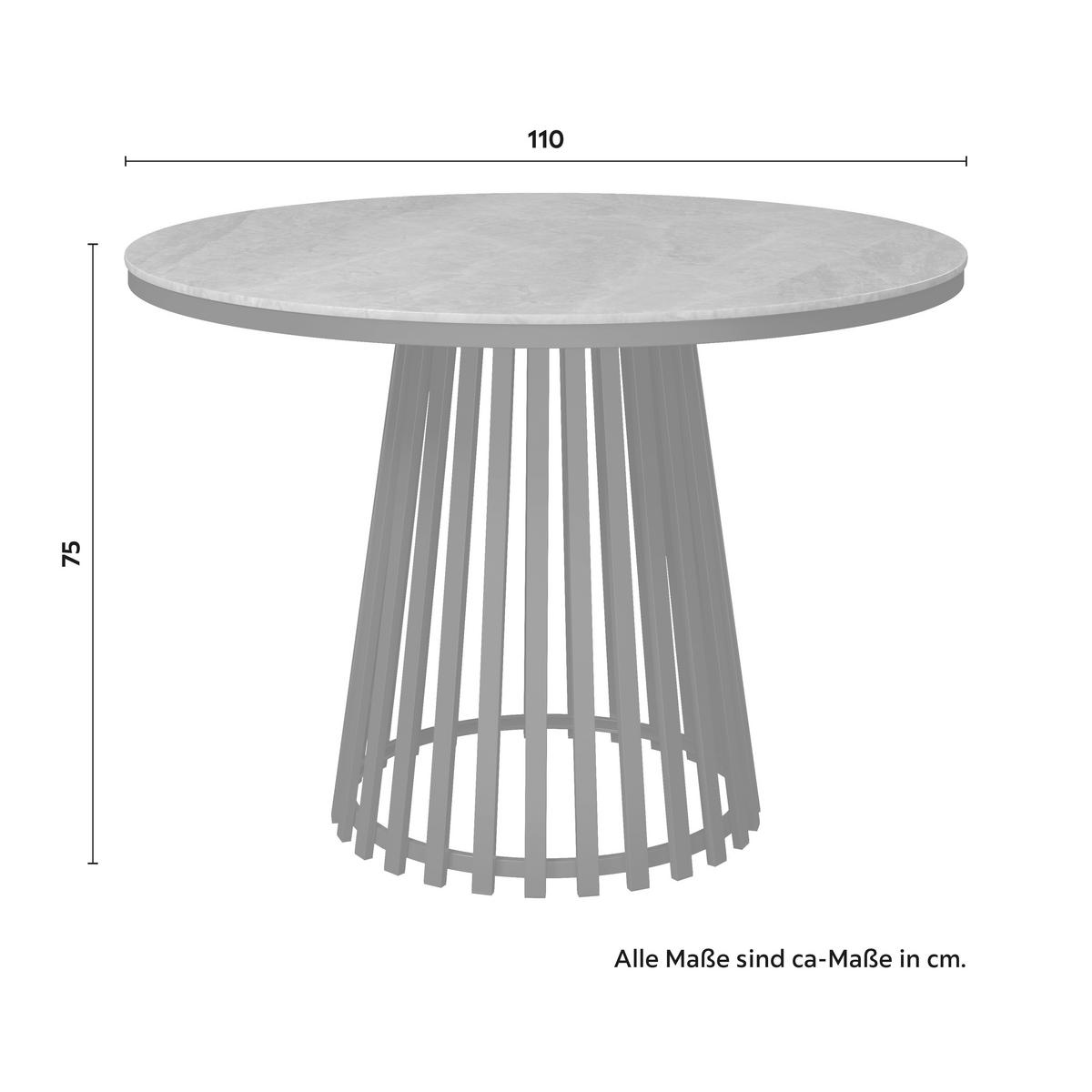 Esstisch rund Pela Grau/ Schwarz MDF Ø/H ca. 110/75 cm - Schwarz/Grau, MODERN, Holzwerkstoff/Stein (110/110/75cm) - Bessagi Home