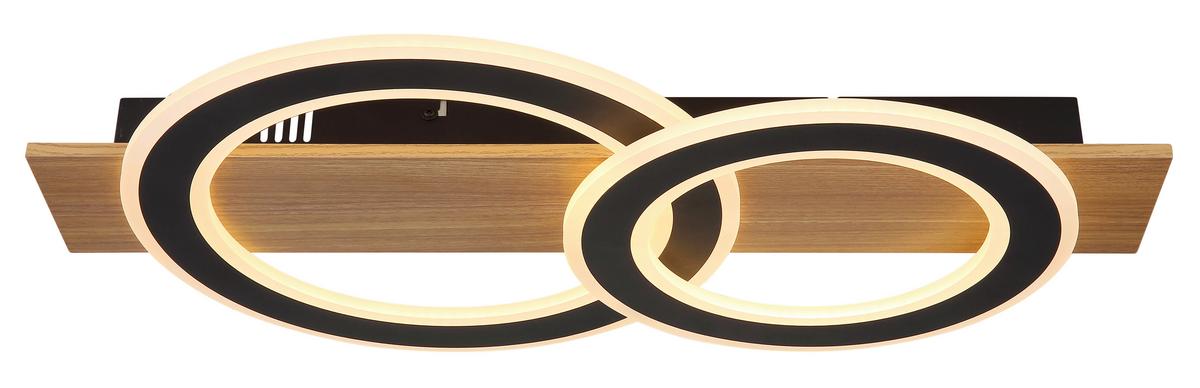 LED-DECKENLEUCHTE 48038-40 - Dunkelbraun/Opal, Natur, Kunststoff/Metall (63/35/7cm) - Globo