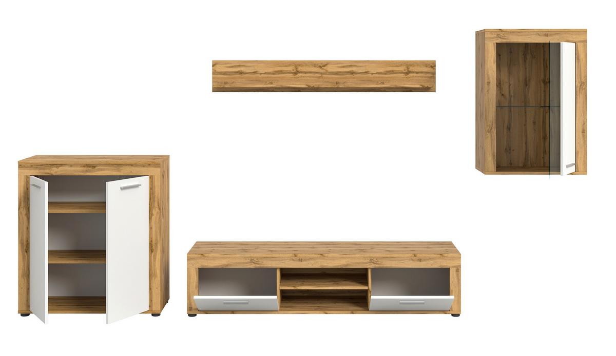 ANSAMBLU MOBILIER CAMERA DE Z JAM - stejar Wotan, Design, sticlă/material pe bază de lemn (330/169/35cm) - Modern Living