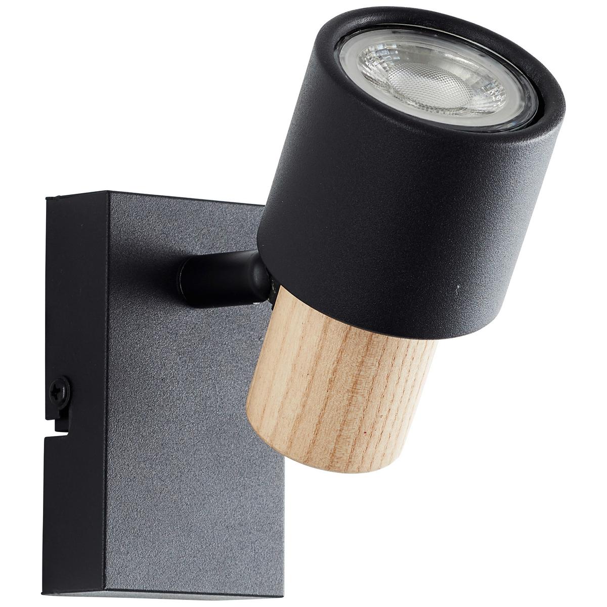Strahler Pini WA 1 Schwarz/Holz max. 10 Watt - Basics, Holz/Metall (11,9/14,5/6cm) - Brilliant