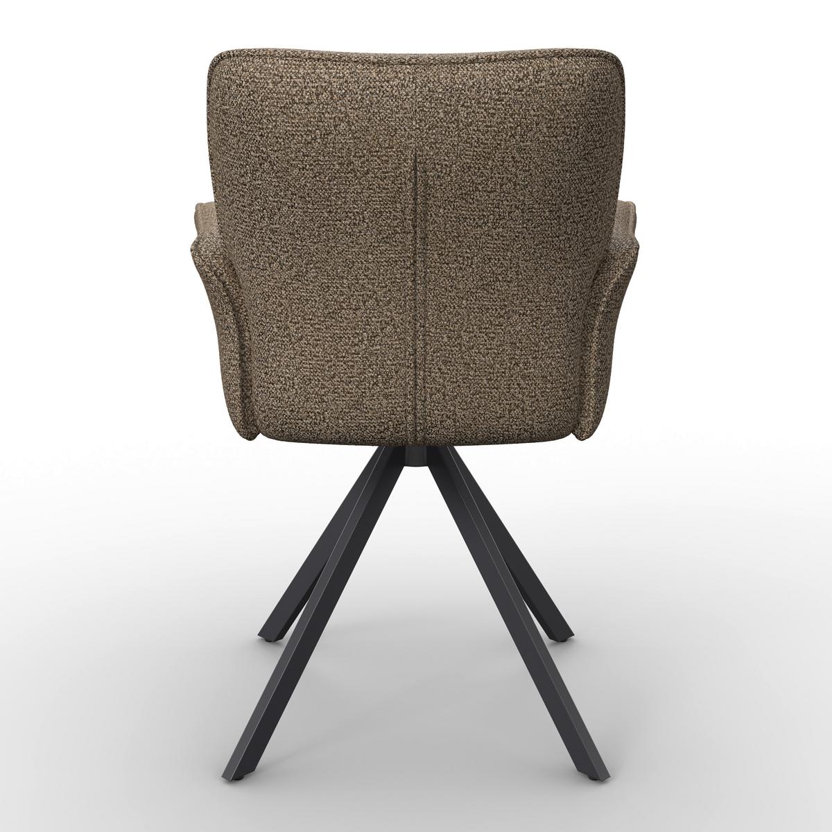 Armlehnstuhl Tess Braun Chenille Drehbar Gepolstert - Schwarz/Braun, MODERN, Holz/Textil (64/90/63cm) - Bessagi Home