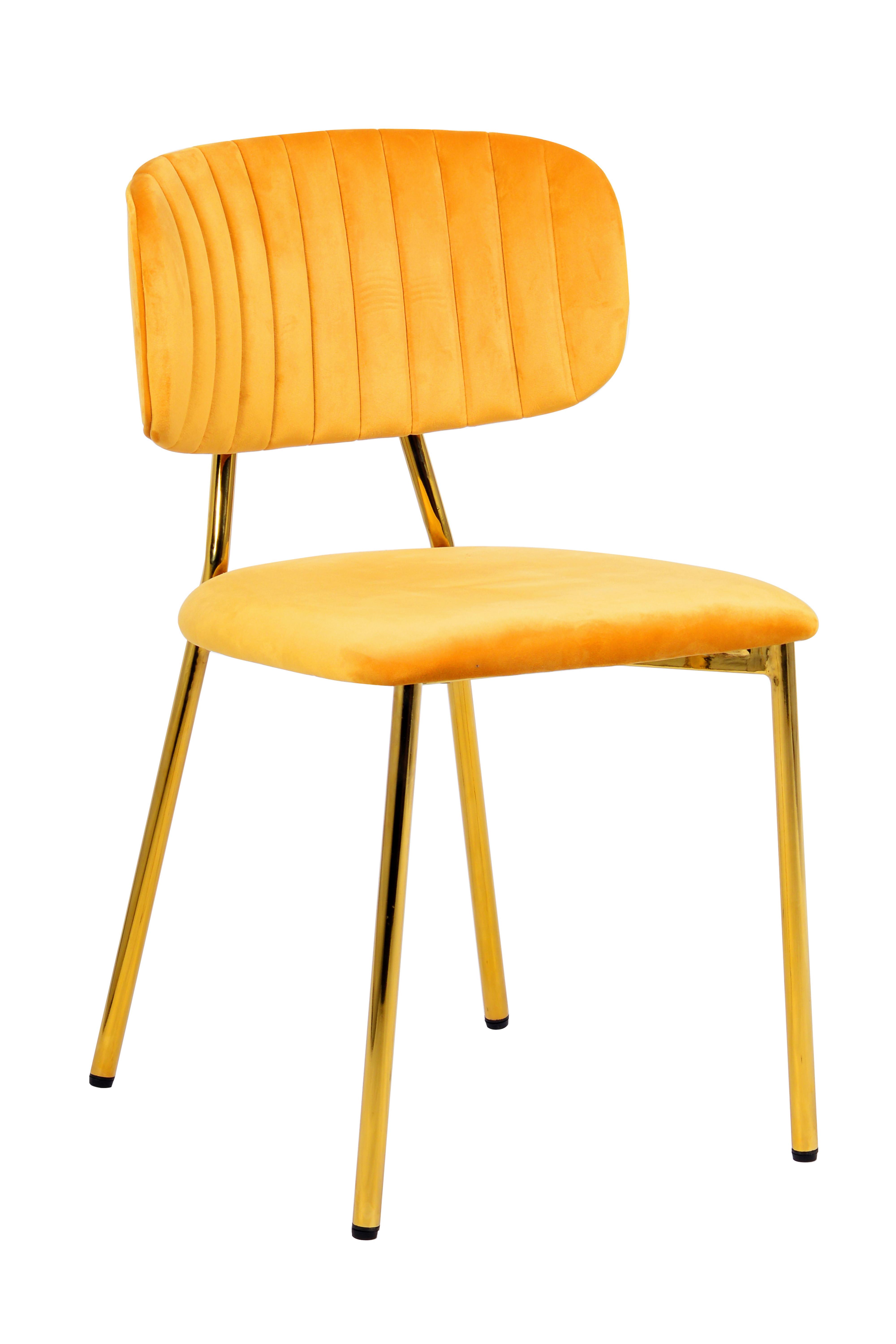 Szék Szett Kian 100 - aranyszínű/narancs, Modern, textil/fém (47/80/51cm) - Kayoom