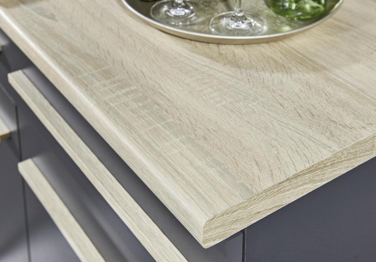Kuhinjski Blok Brez Aparatov Bilberry, Siva, Hrast, 160cm - hrast sonoma/antracit, Design, leseni material (160cm) - MID.YOU