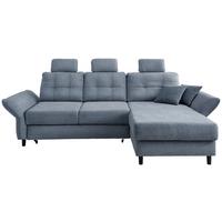 Wohnlandschaft Brizzini Hellblau Chenille - Blau/Schwarz, MODERN, Holz/Textil (250-280/176cm) - Livetastic