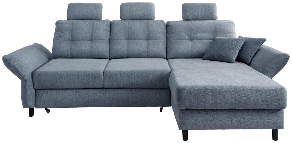 Wohnlandschaft Brizzini Hellblau Chenille - Blau/Schwarz, MODERN, Holz/Textil (250-280/176cm) - Livetastic