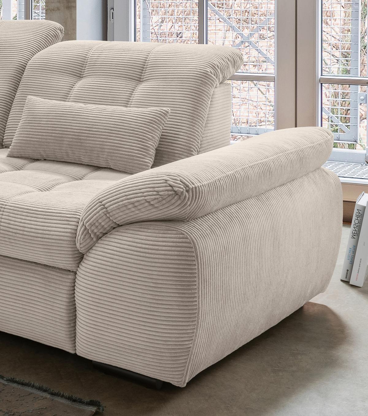 Ecksofa mit Bettkasten Rigatti ca. 184x314 cm Beige - Beige/Schwarz, MODERN, Textil/Metall (184/314cm) - Livetastic