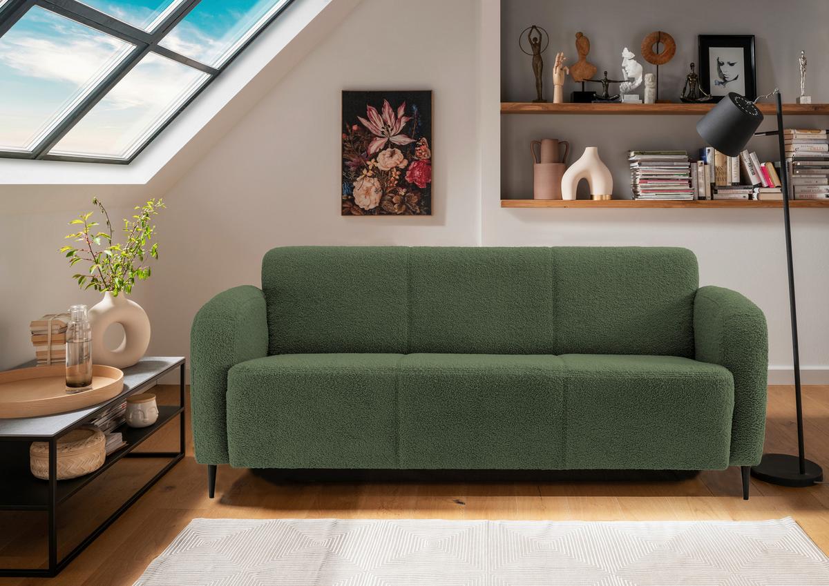 3-Sitzer-Sofa Marone Dunkelgrün Teddystoff online kaufen ➤ mömax 