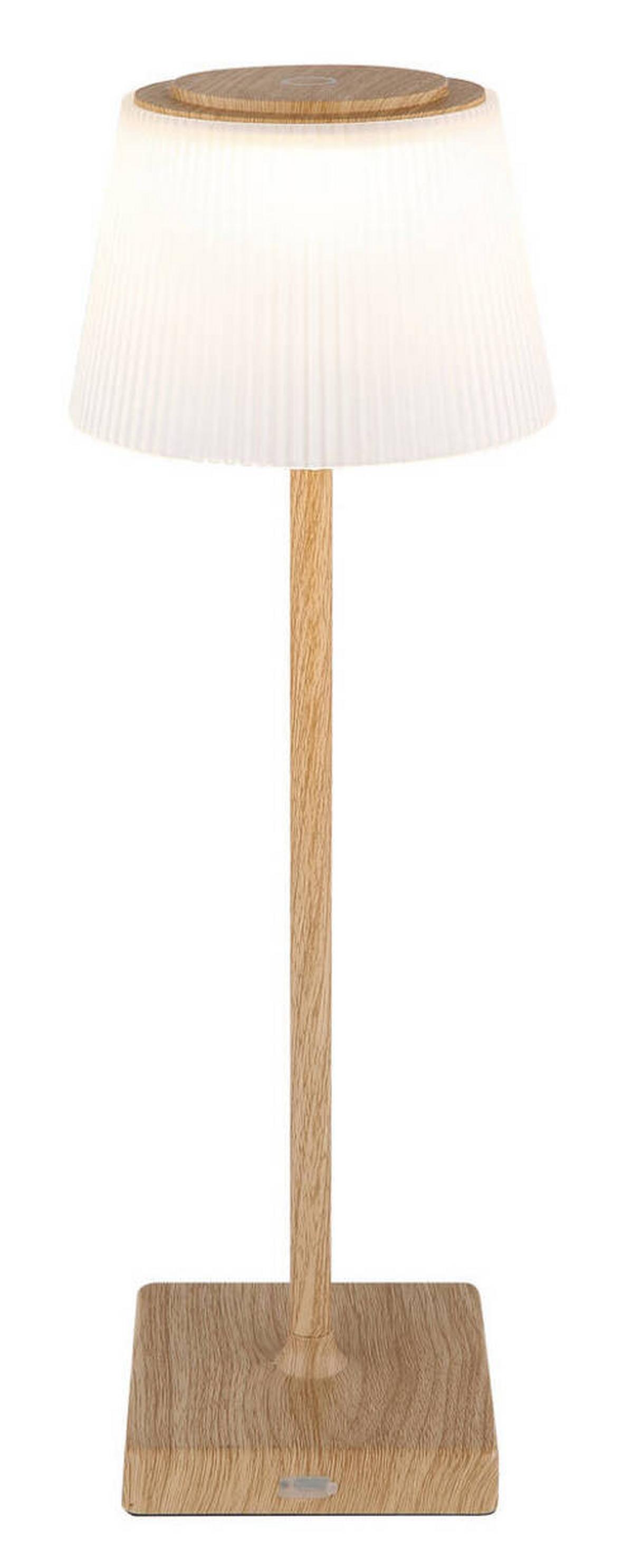 Akku-Tischleuchte Gregoir Braun/Weiß max. 4 Watt - Braun, Natur, Kunststoff/Metall (13/38cm) - Globo