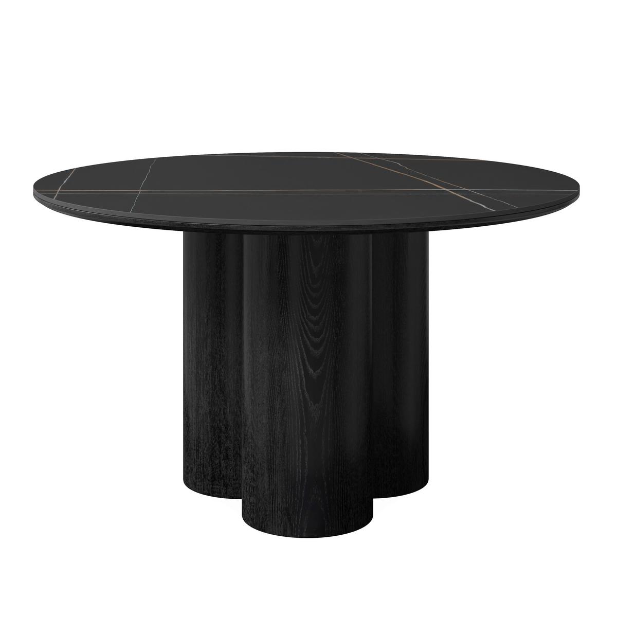 Jedilna Miza Kiano, Črna, Porcelan, Ø 130cm - črna, Moderno, leseni material/les (130/75cm) - Bessagi Home