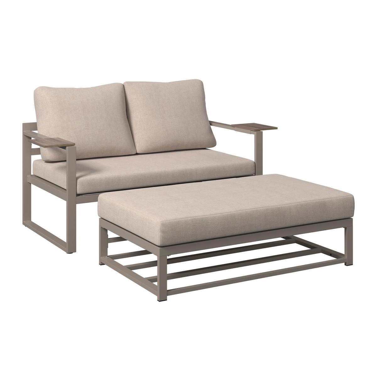 KOMPLET MEBLI TARASOWYCH ROBBIE - beżowy/ciemnoszary, Modern, tworzywo sztuczne/metal (155/65/74cm) - Ambia Garden