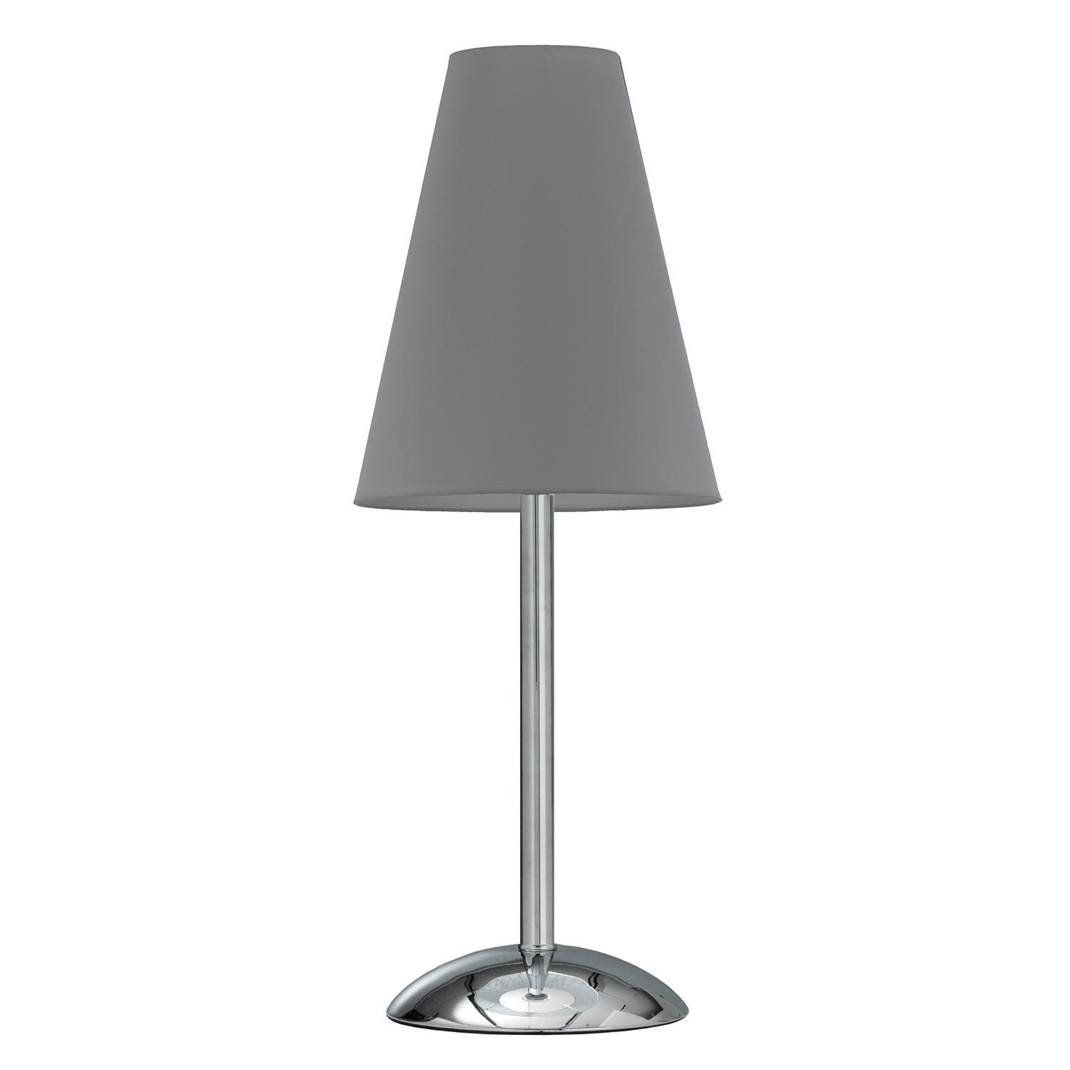 Tischleuchte Richard Grigio Grau/Chrom max. 22 Watt - Chromfarben/Grau, KONVENTIONELL, Textil/Metall (20/54cm)