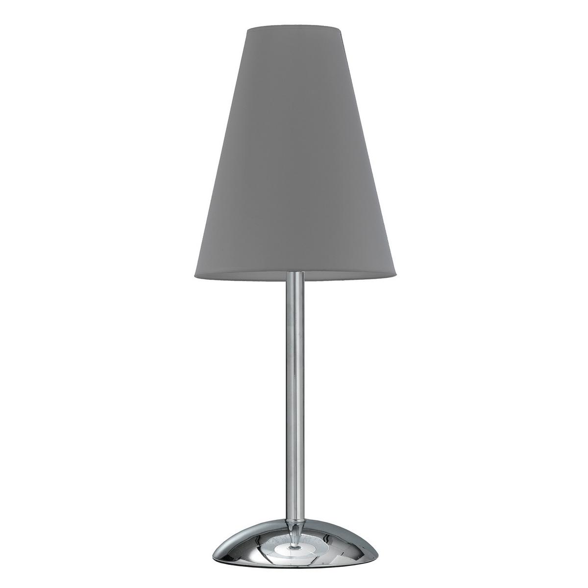 Tischleuchte Richard Grigio Grau/Chrom max. 22 Watt - Chromfarben/Grau, KONVENTIONELL, Textil/Metall (20/54cm)