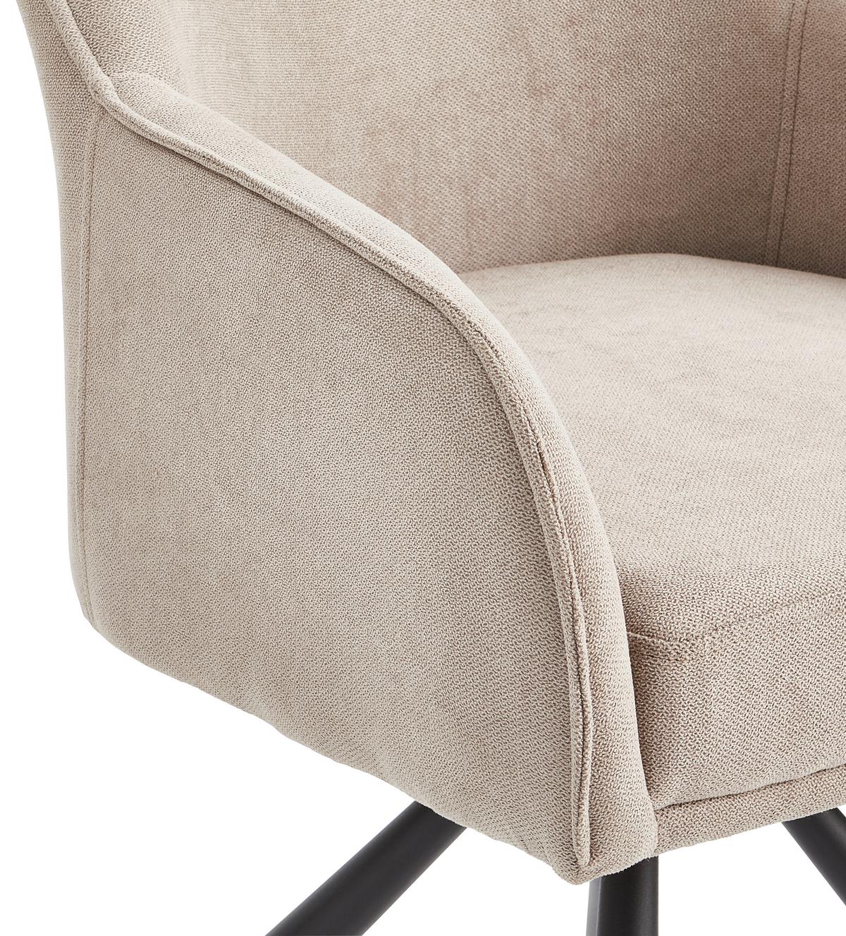 KRZESŁO Z PODŁOKIETNIKAMI ANNA - czarny/taupe, Modern, metal/tkanina (61/86/62cm) - Livetastic