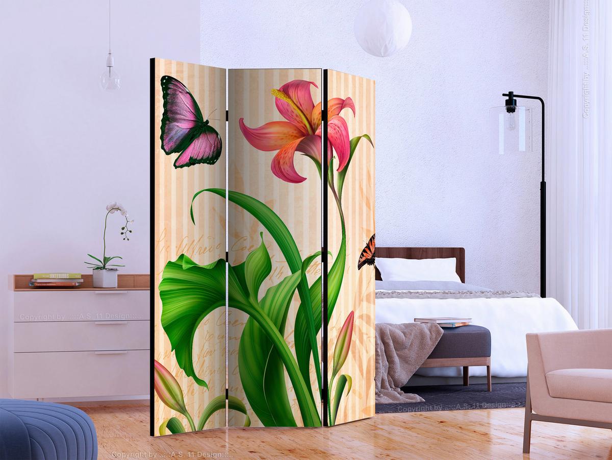 Paravan Vintage Lilly, 3-Delni, Dvostranski - večbarvno, Basics, tekstil/les (135/172/3cm) - artgeist