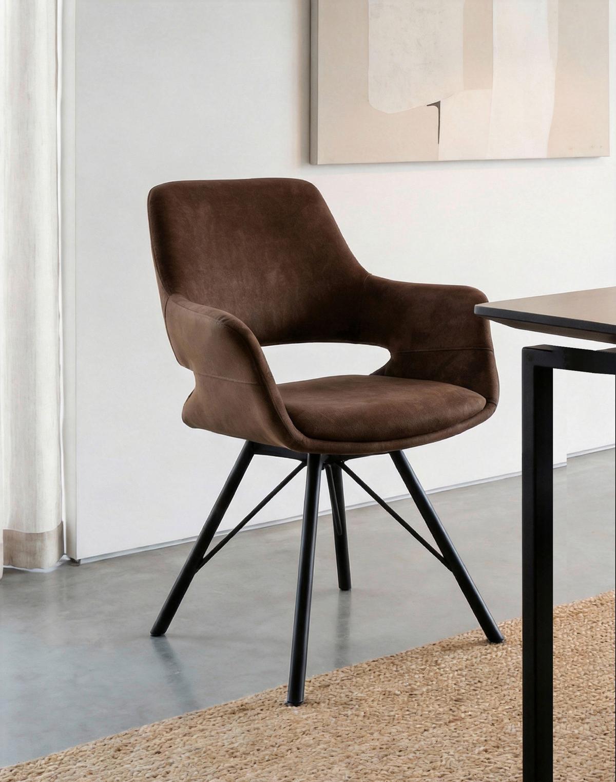 Armlehnstuhl Adriana Grün - Schwarz/Braun, Modern, Holz/Textil (61/85/63cm) - Mömax