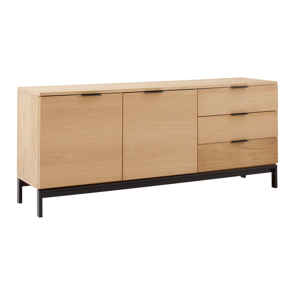 Comodă cu uși SEBASTIAN - culoare natur/negru, Modern, lemn/metal (160/70/40cm) - Bessagi Home