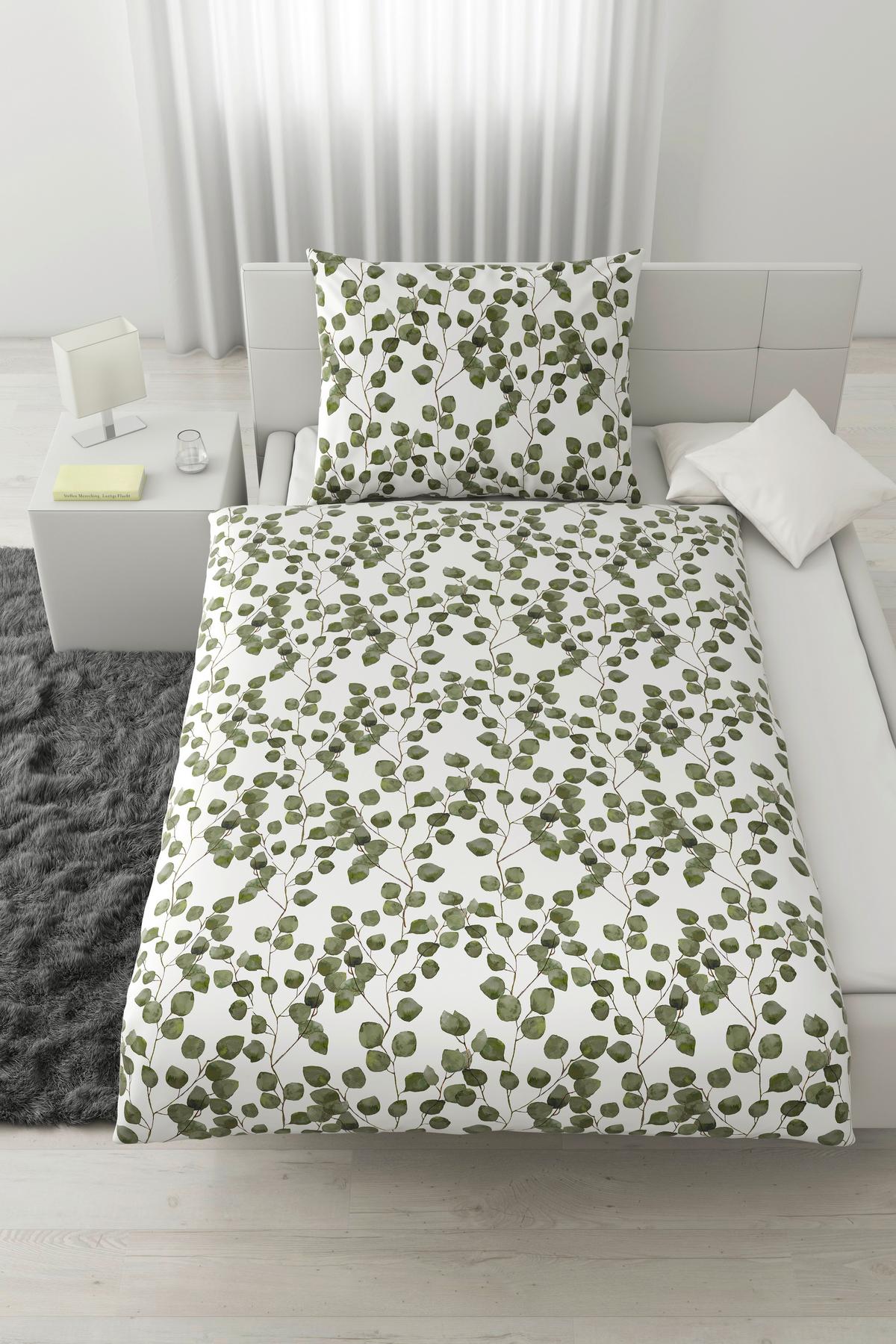 Bettwäsche Bio-Sophia Design Grün/Weiß ca. 140x200cm - Weiß/Grün, Natur, Textil (140/200cm) - ecoTree
