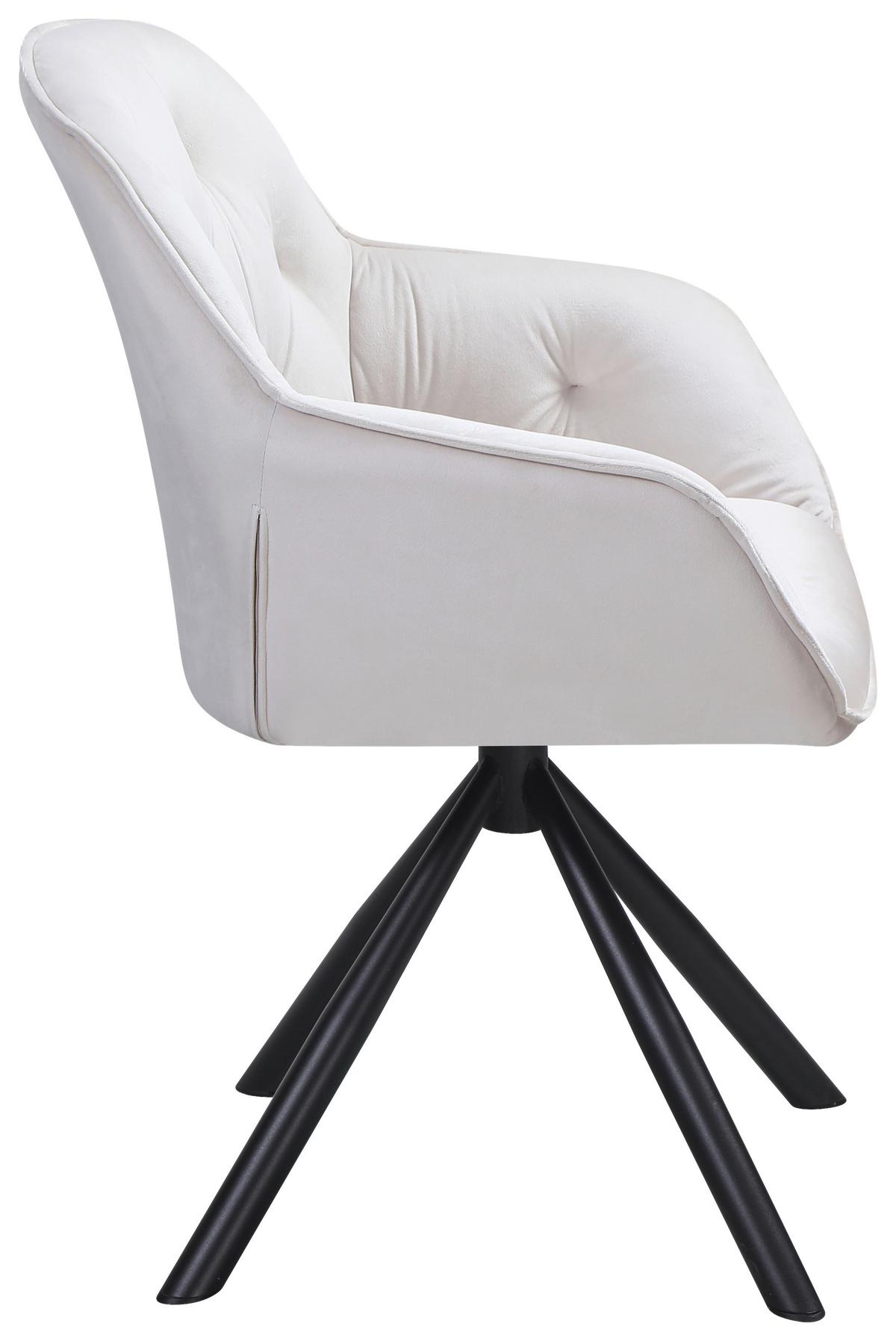 Naslanjač Silvi, Bež, Žamet, Vrtljiv - črna/bež, Konvencionalno, kovina/tekstil (62/85/62cm)
