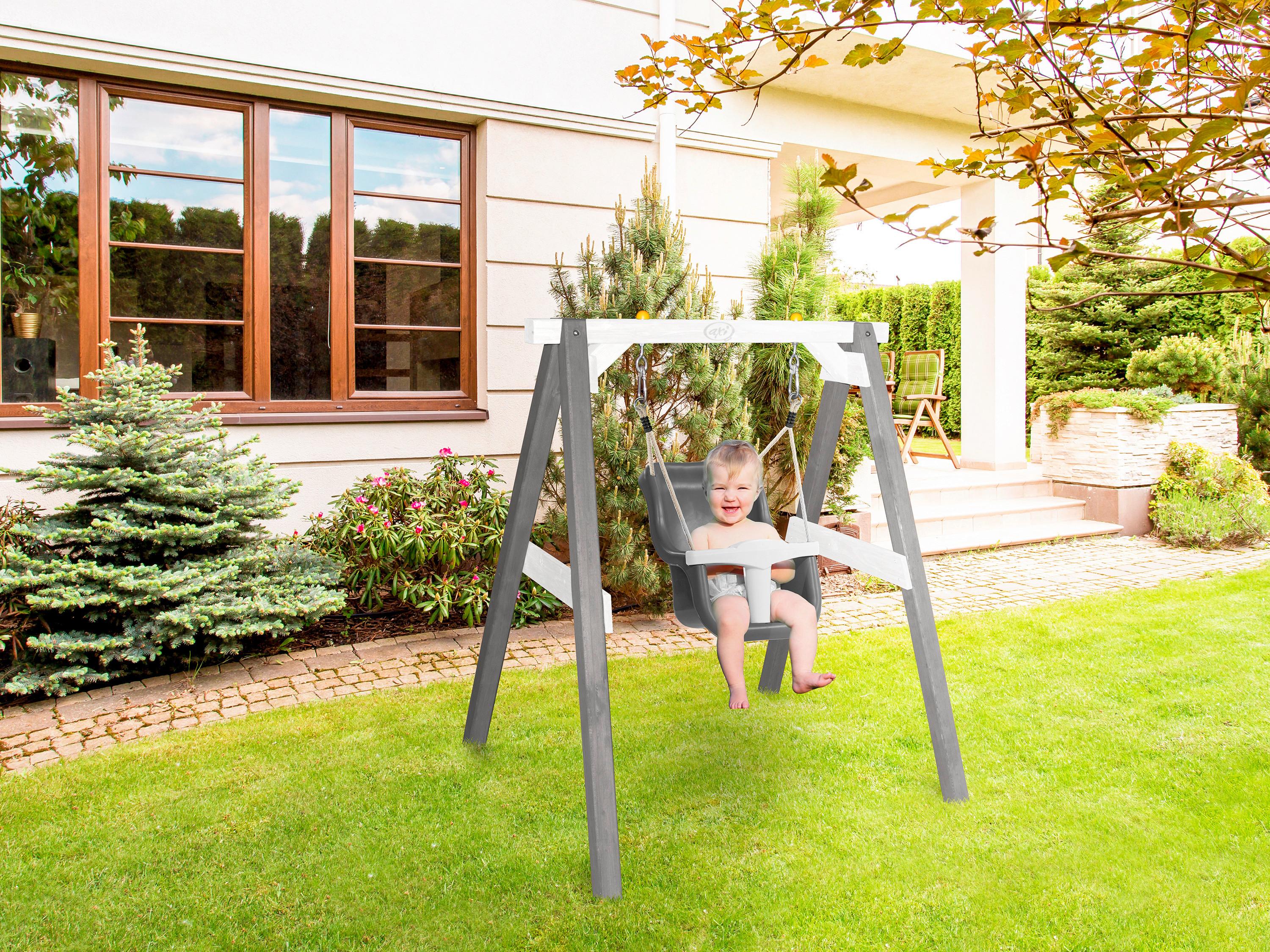 Schaukel Grau/Weiß - Weiß/Grau, KONVENTIONELL, Holz/Kunststoff (120/134/103cm) - Ambia Garden